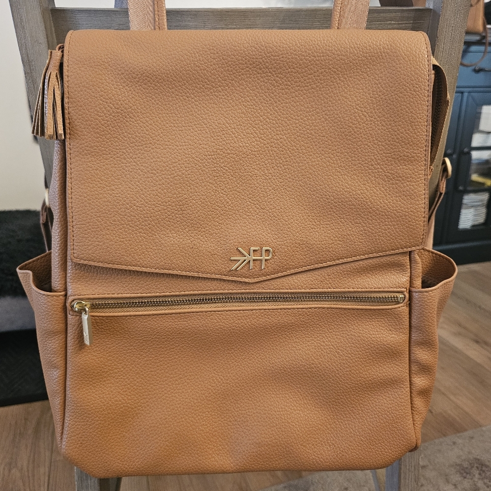 Freshly Picked Leather Diaper Bag Backpack in Butterscotch